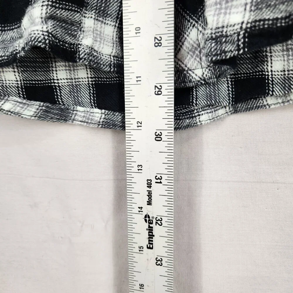 Wrangler Wrancher Pearl Snap Men's XXL Flannel Western Shirt Black White Plaid